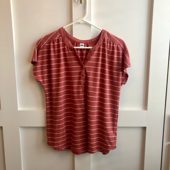 Old Navy Tops - Old Navy Striped Henley Tee